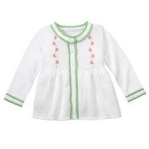 NWT Rare 2010 Janie and Jack Girls daisy garden White Green Floral Cardigan 2T